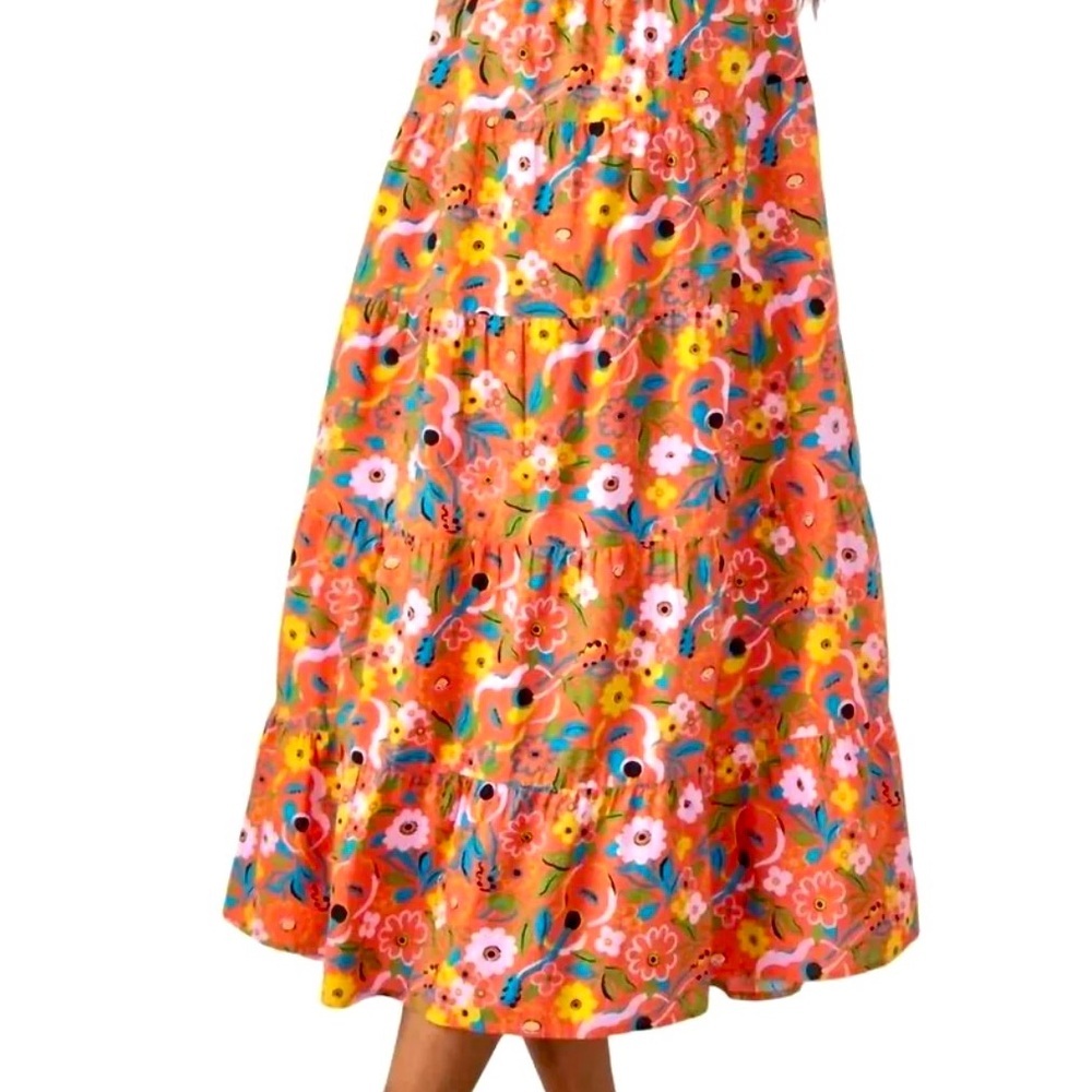 NWT Printfresh The Muse Dress Peach Cobbler Short Sleeve Midi Dress S - Picture 4 of 14